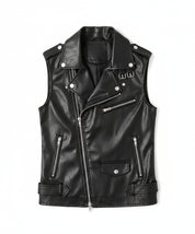 close-up-lay-flat - Men's Black Belted Leather Jacket