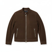 close-up-lay-flat - Men's Cafe Racer Suede Jacket, Suede Biker Jacket, Suede Motorcycle Jacket, Men's Racer Style Jacket