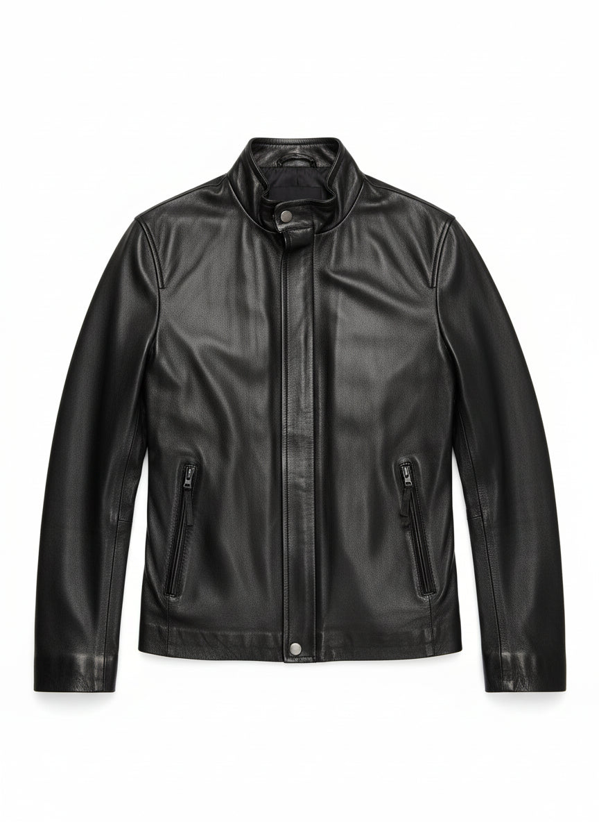 close-up-lay-flat - New Men Black Leather Biker Jackets, Real Leather Jackets For Mens