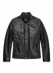 close-up-lay-flat - New Men Black Leather Biker Jackets, Real Leather Jackets For Mens