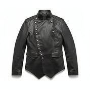 close-up-lay-flat - Punk New Mens Real Leather Jacket, Steam Jacket Coat Leather Coat Jacket