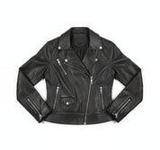 close-up-lay-flat - Women's Biker Leather Jacket, Women's Moto Jacket, Leather Motorcycle Jacket, Women's Leather Jacket