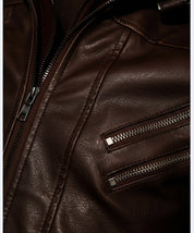 close-up-leather - Antique Brown Leather Fashion Jacket for Men, Winter Leather Apparel,
