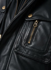 close-up-leather - Biker Motorcycle Winter Hooded Leather Jacket, Men Hooded Jacket