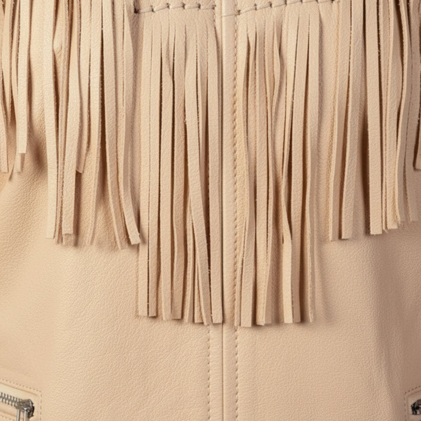 close-up-leather - Cowboy Leather Jacket,Western Men 1980' Cowboy Cream Color Fringe Jackets
