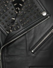 close-up-leather - Handmade Men Black Leather Vest Style Jacket with stud work, Men Rock Punk