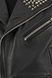 close-up-leather - Handmade Men Rock Punk Style Belted Leather Vest, Biker Studded Jacket