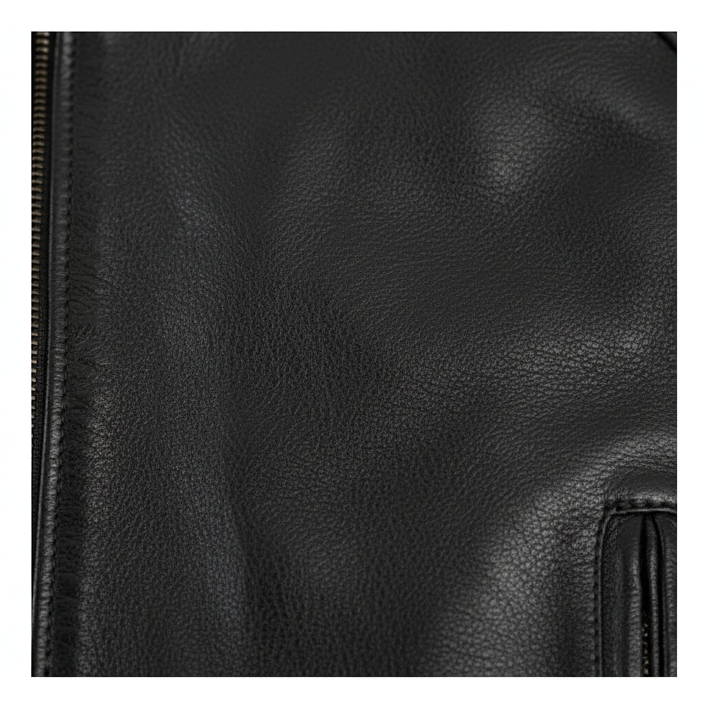 close-up-leather - Handmade Mens Two tone biker Jacket, Men black Brando motorcycle Jacket