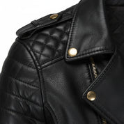 close-up-leather - Man Black Motorcycle Fashion Leather Jacket Men Biker Style Fashion Jacket