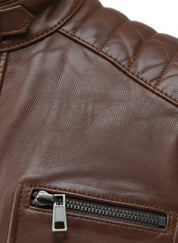 close-up-leather - Men antique Brown leather bomber jacket, Men biker leather jacket