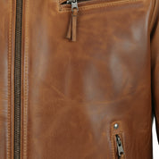 close-up-leather - Men antique brown leather jacket, Men tan brown biker leather jacket