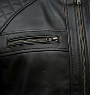 close-up-leather - Men Black Biker Leather Jacket, Men's Stylish Black Sheep Leather Biker Jacket