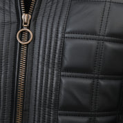 close-up-leather - Men Black Lamb Skin Quilted leather Jacket, Men black quilted biker jacket