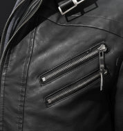 close-up-leather - Men Black Leather Bomber Style Leather Jacket with Hoodie, Baseball Jackets