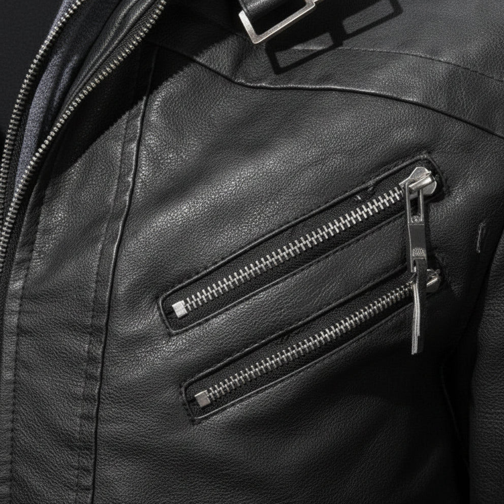 close-up-leather - Men Black Leather Bomber Style Leather Jacket with Hoodie, Baseball Jackets