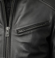 close-up-leather - Men black Leather Motorcycle Jacket, Black biker leather Jacket