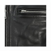 close-up-leather - Men Black Leather Motorcycle, Winter Fashion Leather Jacket