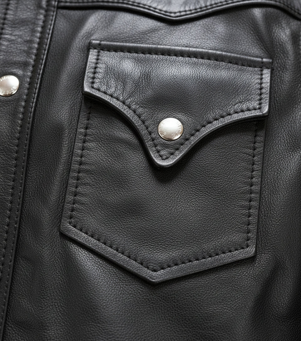 close-up-leather - Men Black Leather Slim fit Jacket with Cargo pockets, Men Fashion Jackets