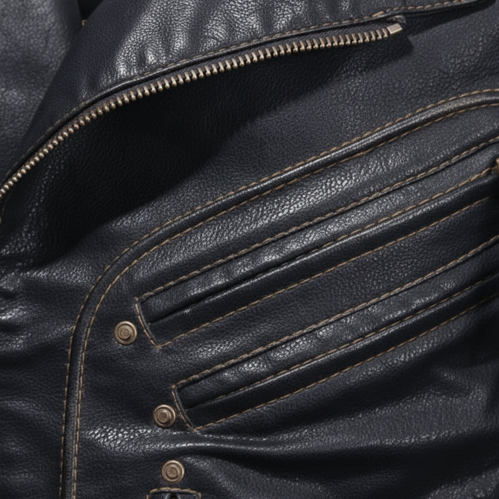 close-up-leather - Men Black Leather Stylish Biker Jacket, Racer Jacket for ,Fashion Jacket