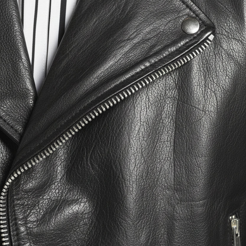 close-up-leather - Men Black Motorcycle Leather Jacket Leather Jacket, Leather Jackets