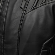 close-up-leather - Men black sheep leather bomber leather jacket, Men black biker jacket