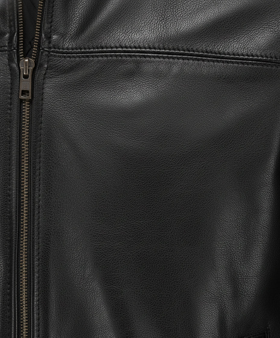 close-up-leather - Men black sheep leather Jacket, Men motorcycle jacket, Biker jacket for men