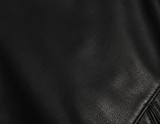 close-up-leather - Men black sheep leather Jacket, Stand collar motorcycle jacket