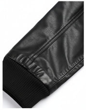 close-up-leather - Men Black Slim Fit Fabric Hooded Jacket, Leather Hooded Jacket, Hoodies