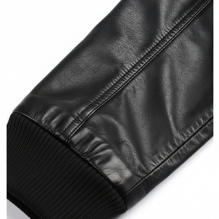 close-up-leather - Men Black Slim Fit Fabric Hooded Jacket, Leather Hooded Jacket, Hoodies