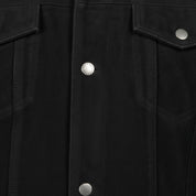 close-up-leather - Men black suede trucker jacket, suede multi pocket jacket, Jacket for men
