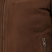 close-up-leather - Men Brown suede slim fit jacket, Men brown suede biker jacket