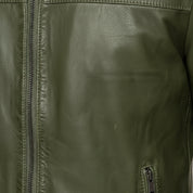 close-up-leather - Men Green Slim fit leather jacket, real leather biker jacket