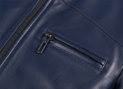 close-up-leather - Men Navy blue biker leather Jacket, Blue motorcycle jacket, jacket for men