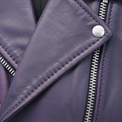 close-up-leather - Men Purple Leather Fashion Jacket, Purple Leather Biker Jacket