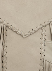 close-up-leather - Men Sculley Beige Finished Cow Suede Leather Jacket Western Wear Beads & Fringe