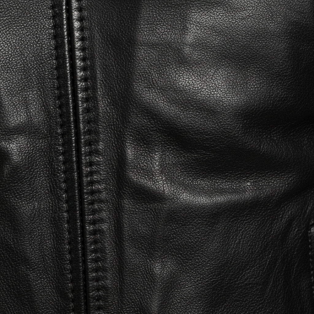 close-up-leather - Men Slim Fit Black Sheep Leather Biker Jacket, Men Premium Leather Motorcycle Jacket