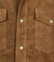 close-up-leather - Men tan suede leather Shirt, tan brown flap pockets leather shirt jacket