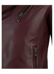 close-up-leather - Men's Aged Genuine Leather Jacket Slim Fit zip Closure Vintage Style