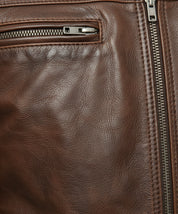 close-up-leather - Men's Antique Brown Biker Leather Jacket