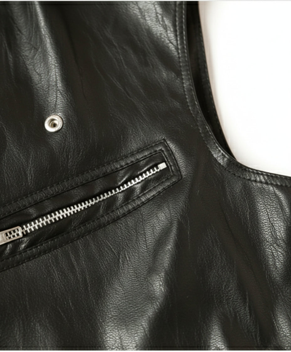 close-up-leather - Men's Black Belted Leather Jacket