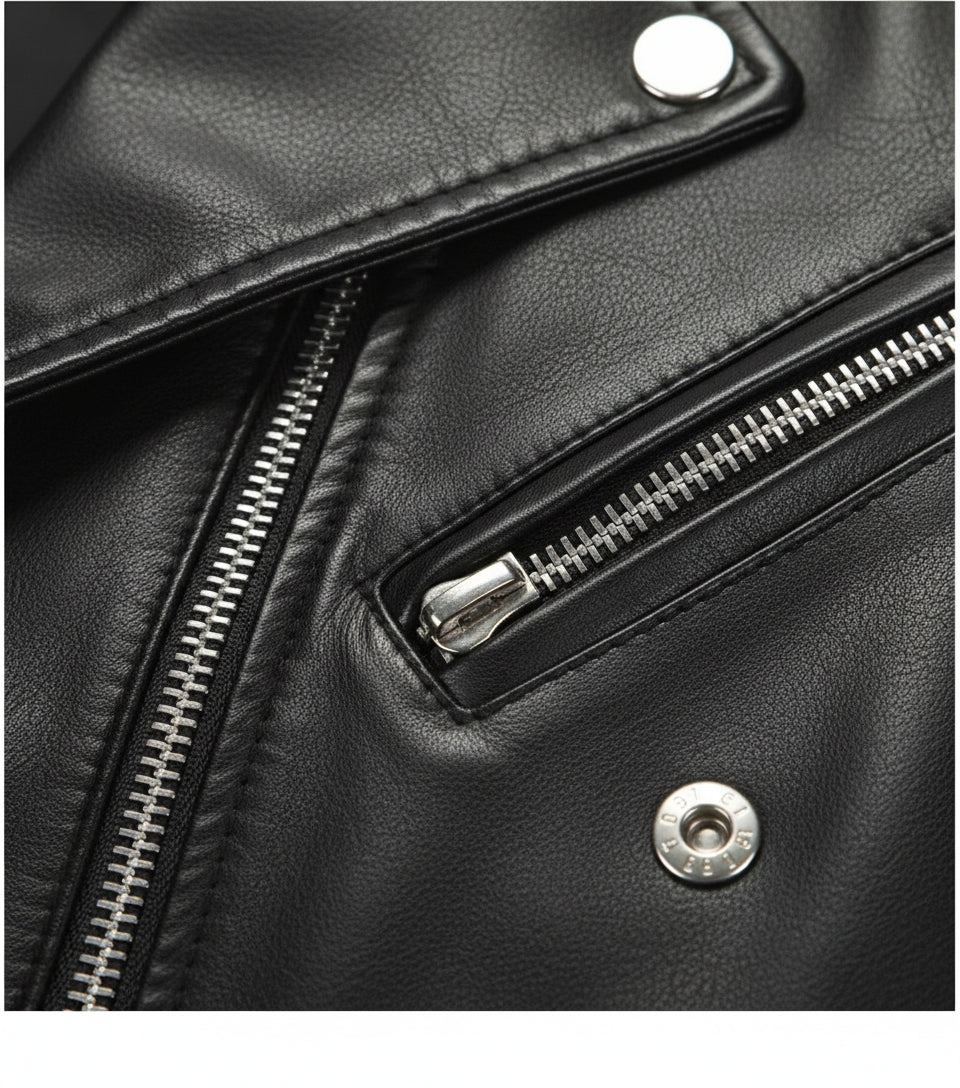 close-up-leather - Mens black biker leather jacket belted Jacket, Men black leather jacket