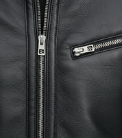 close-up-leather - Men's Black Cowhide Leather Motorcycle Jacket