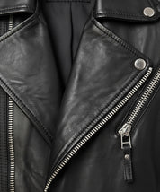 close-up-leather - Men's Black Leather Biker Jacket for Motorcycle Riders