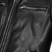 close-up-leather - Men's Black Leather Long Jacket with Multi Pockets