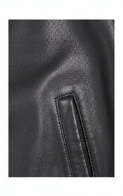 close-up-leather - Men's Bomber Leather Jacket, Leather Bomber Jacket, Men's Leather Jacket, Stylish Bomber Jacket