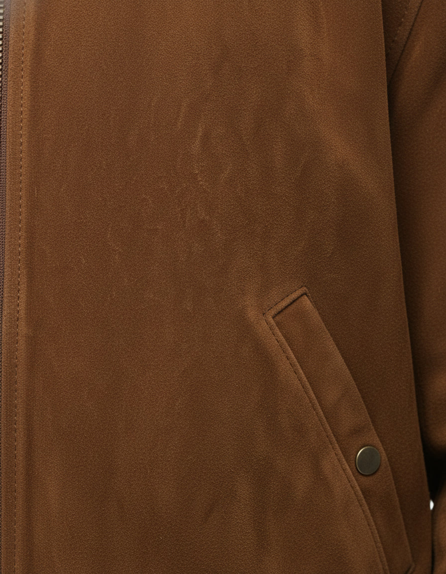 close-up-leather - Men's Bomber Suede Jacket, Suede Bomber Jacket, Men's Suede Jacket, Classic Bomber Jacket