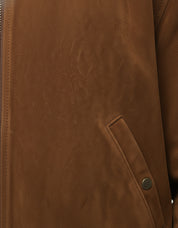 close-up-leather - Men's Bomber Suede Jacket, Suede Bomber Jacket, Men's Suede Jacket, Classic Bomber Jacket
