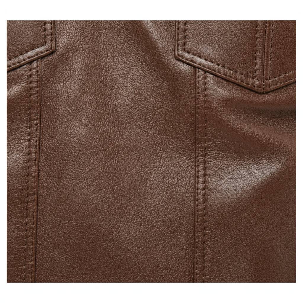 close-up-leather - Men's Brown Leather Biker Jacket with Multi Pockets