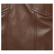 close-up-leather - Men's Brown Leather Biker Jacket with Multi Pockets