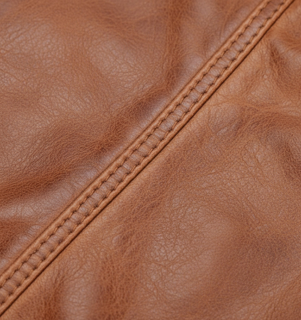 close-up-leather - Men's Brown Leather Trucker Jacket, Men Tan Tan Genuine Leather Jacket